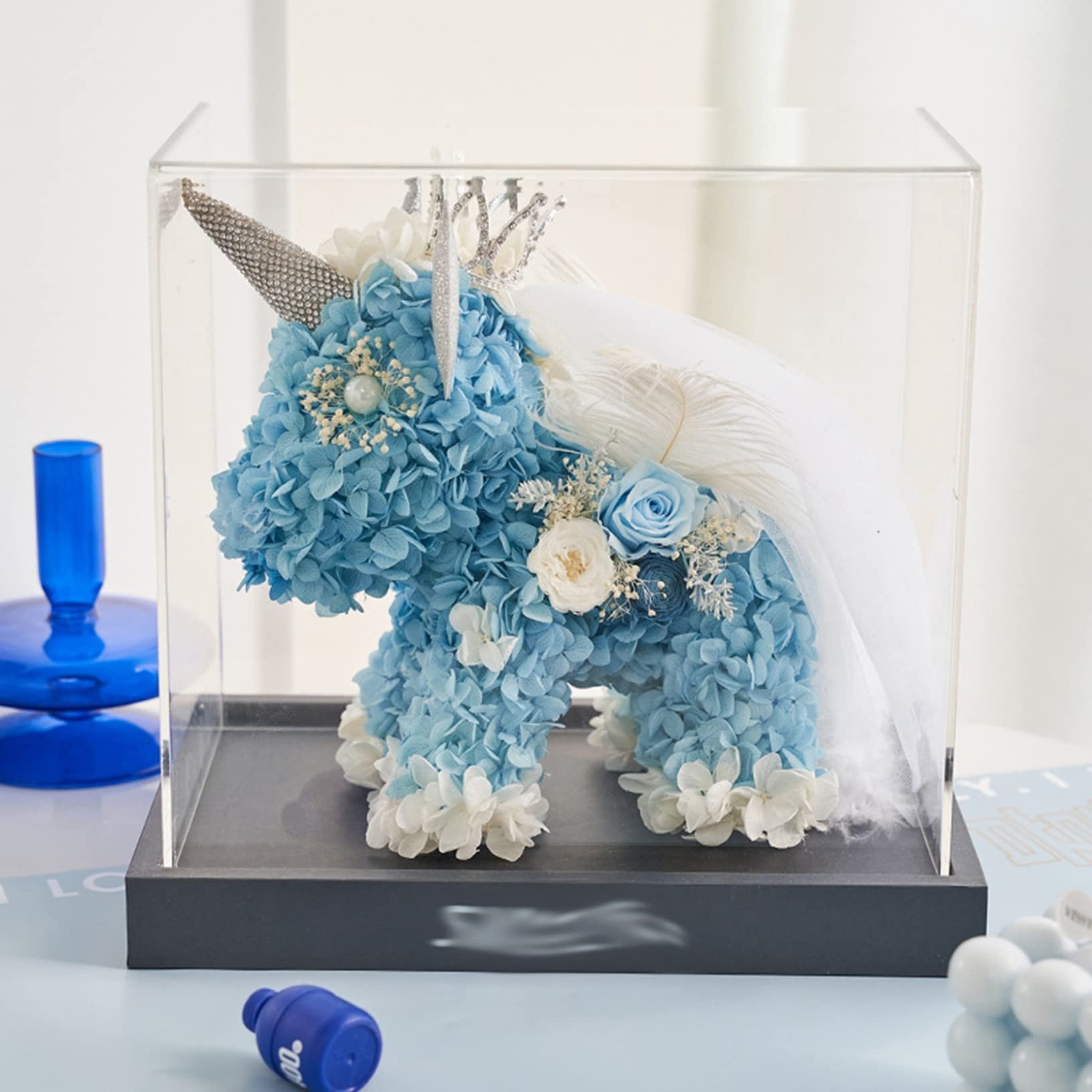 新品】ユニコーンの花のブーケ 透明ケース入り 新品】ユニコーンの花のブーケ 透明ケース入り